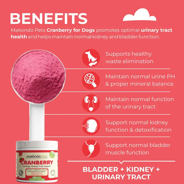 Cranberry for Dogs. Urinary Tract Support. 100 Scoops