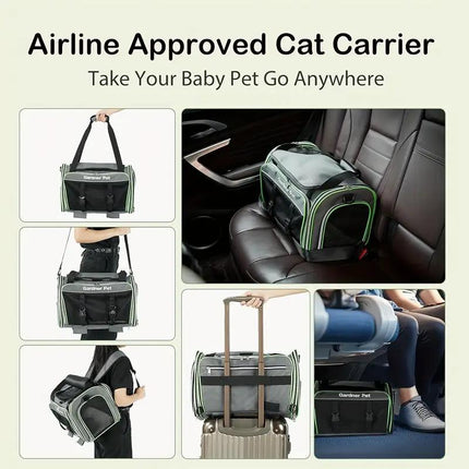 Expandable, Foldable, Portable Pet Carrier With Wheels And Six Sides For Cats And Small Dogs.