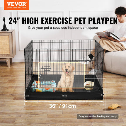 Dog Playpen 4 Panels Foldable Metal Dog Exercise Pen With Bottom Pad 36 In