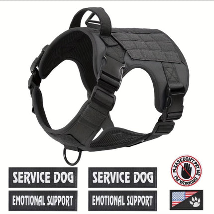 Hiphoppet US Local Tactical Service Dog Harness Vest Adjustable Reflective No Pulling Large Dog Harness With Metal Buckle