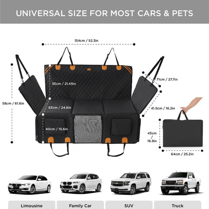 Made4Pets Pet Dog Car Back Seat Cover Back Seat Extension Pad Can Bear 400 Pounds Waterproof And Non-slip Dog Car Hammock Eight-layer Hard Bottom With PE Foam Easy To Install And Clean