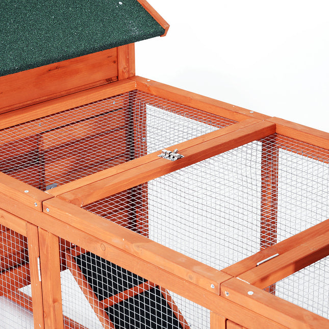 124" Dual Chicken Coop Large Chicken House Rabbit Hutch Hen Poultry Cage Backyard with Outdoor Ramps and Nesting Boxes - LITTLE PAW