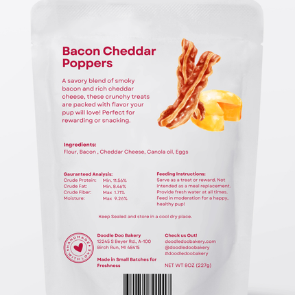 🥓 Homemade Dog Treats -  Bacon Cheddar Poppers Treat 1/2lb