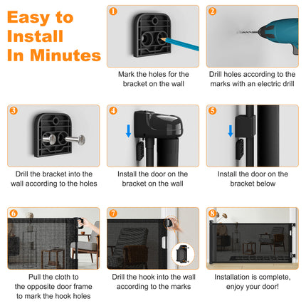 Retractable Baby Gate, Mesh Dog Gate For Doorways, Extends Up To 55  Wide, 33  Tall Child Safety Gate For Doorways, Indoor & Outdoors, Stairs, Hallways, Black Non-EBAY Certified Warehouse