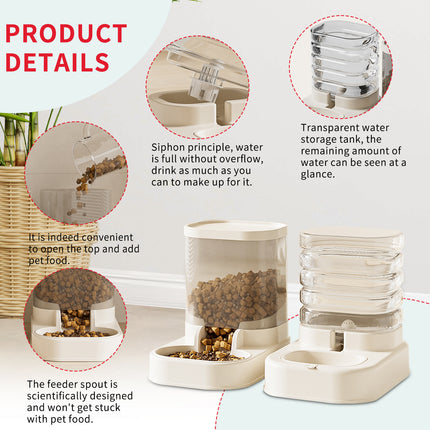 Separable Pet Food And Water Dispenser - Large Capacity Automatic Replenishment, Worry Free For Short-term Outdoor Meals