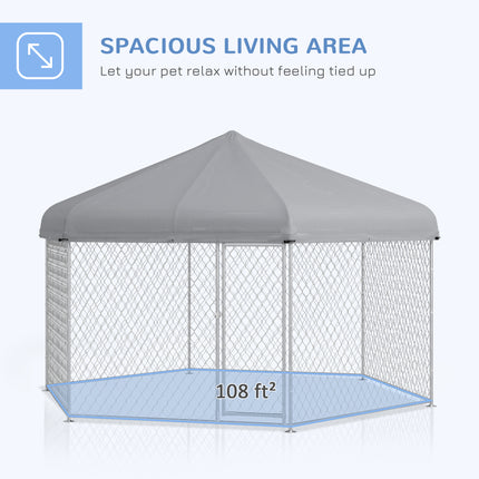 13.4' x 11.5' x 8.8' Dog Kennel Outdoor for Medium and Large-Sized Dogs with Waterproof UV Resistant Roof - LITTLE PAW