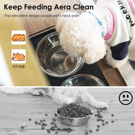 Feeding Station With 1 Locker, Pet Feeding Station With 2 Overhead Dog Bowls, Side Hooks, Anti-Tipping Kit, Concealed Pet Feeding Station For Feeding And Drinking, Black