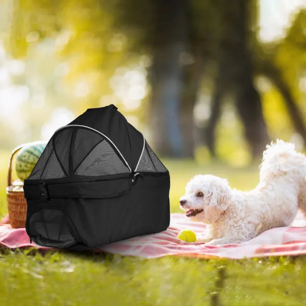 4 Wheels Pet Stroller Foldable Carrier Strolling Cart Travel Jogger Pet Stroller With Removable Liner Storage Basket For Dog Cat