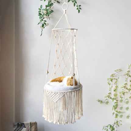 Macrame Hanging Cat Swing Bed