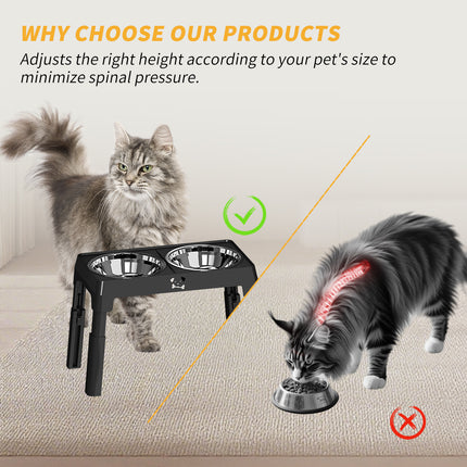 Height Adjustable Stainless Steel Buttons For Dogs - Anti-Slip Feeding Station For Small And Medium Dogs - Ergonomically Designed For Healthy Eating - Easily Cleanable Dog Drinking And Feeding Space