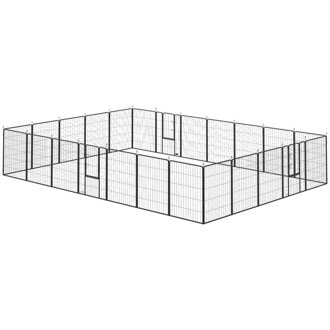 Dog Playpen For Indoor Outdoor, 24 Panels 39 H Puppy Playpen With Lockable Door, DIY Shape Pet Exercise Fence, Gray