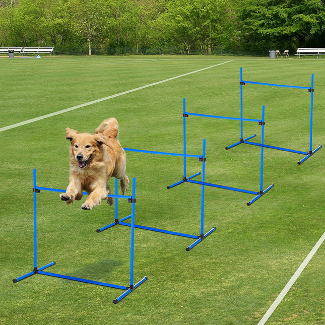 4 Piece Dog Agility Training Equipment for Dog Agility Course with Adjustable Height Jump Bars