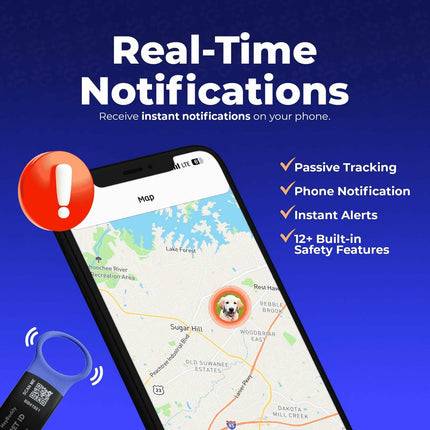 HeyBuddy Slide Series QR Code Smart Pet Tag Stainless Steel Blue