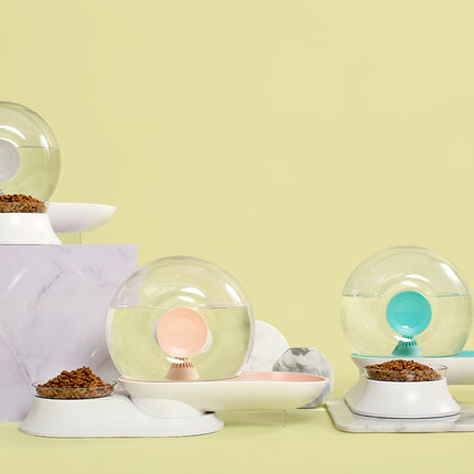 Pet Life ® 'Auto-Myst' Snail Shaped 2-in-1 Automated Gravity Pet Filtered Water Dispenser and Food Bowl