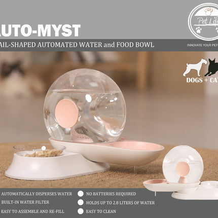 Pet Life ® 'Auto-Myst' Snail Shaped 2-in-1 Automated Gravity Pet Filtered Water Dispenser and Food Bowl