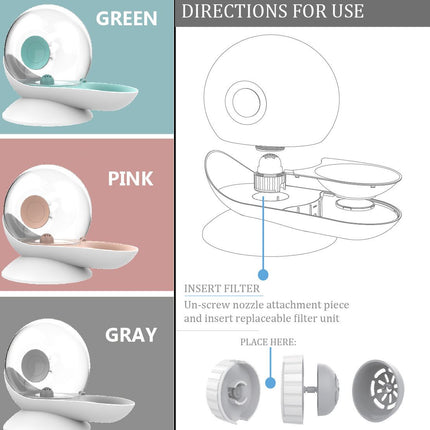 Pet Life ® 'Auto-Myst' Snail Shaped 2-in-1 Automated Gravity Pet Filtered Water Dispenser and Food Bowl