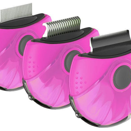 Pet Life ® 'Axler' Triple Rotating Rake Deshedder and Dematting Grooming Pet Comb