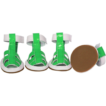 Pet Life ® 'Buckle-Supportive' PVC Waterproof Pet Dog Shoes Sandals - Set Of 4