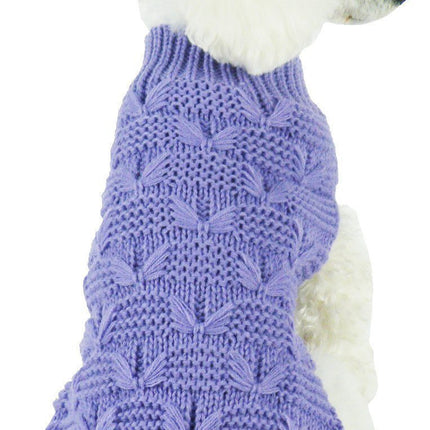 Pet Life ® Butterfly Stitched Heavy Cable Knitted Fashion Turtle Neck Dog Sweater