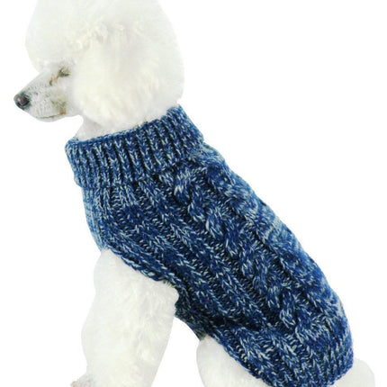 Pet Life ® Classical 'True Blue' Heavy Cable Knitted Ribbed Fashion Dog Sweater