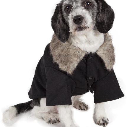 Pet Life ® 'Coast-Guard' Buttoned Fashion Faux-Fur Collared Wool Dog Coat
