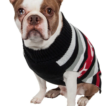 Pet Life ® Dog Patterned Fashion Striped Ribbed Turtle Neck Dog Sweater