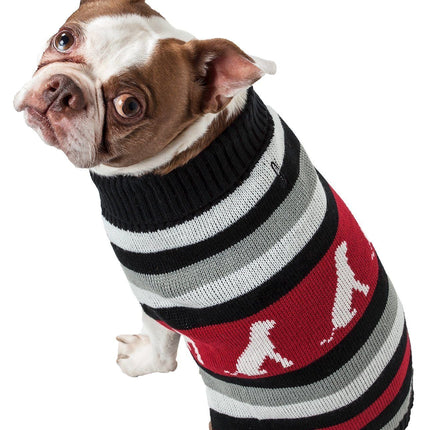 Pet Life ® Dog Patterned Fashion Striped Ribbed Turtle Neck Dog Sweater