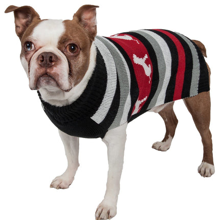 Pet Life ® Dog Patterned Fashion Striped Ribbed Turtle Neck Dog Sweater