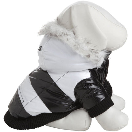 Pet Life ® Fashion Striped 3M Insulated Ultra-Plush Pet Dog Parka Coat w/ Removable Hood
