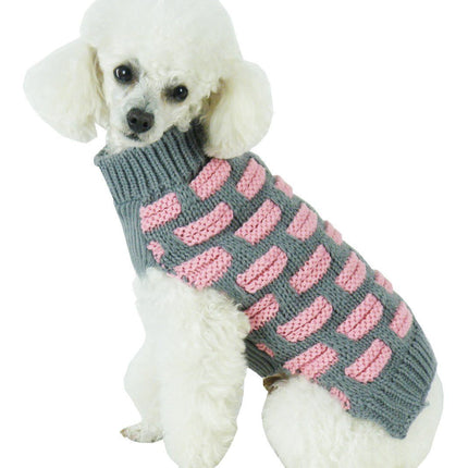 Pet Life ® Fashion Weaved Heavy Knit Designer Ribbed Turtle Neck Dog Sweater