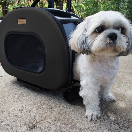 Pet Life ® 'Final Destination' Airline Approved 2-in-1 Tough-Shell Wheeled Collapsible Travel Fashion Pet Dog Carrier Crate
