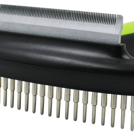 Pet Life ® Flex Series 2-in-1 Dual-Sided Grooming Undercoat Pet Rake and Deshedder