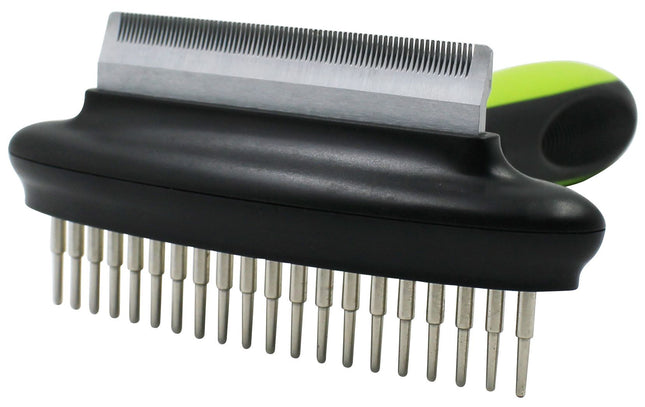 Pet Life ® Flex Series 2-in-1 Dual-Sided Grooming Undercoat Pet Rake and Deshedder