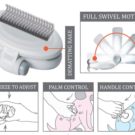 Pet Life ® 'Gyrater' Swivel Travel Grooming Dematting Pet Comb