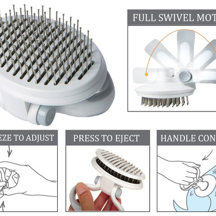 Pet Life ® 'Gyrater' Travel Self-Cleaning Swivel Grooming Pet Pin Brush
