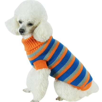 Pet Life ® Heavy Cable Knitted Striped Fashion Designer Polo Dog Sweater