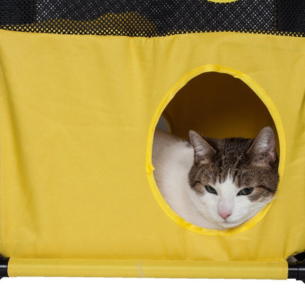 Pet Life ® 'Kitty-Square' Collapsible Travel Interactive Kitty Cat Tree Maze House Lounger Tunnel Lounge