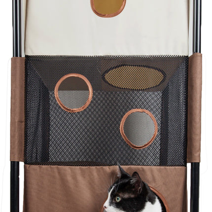 Pet Life ® 'Kitty-Square' Collapsible Travel Interactive Kitty Cat Tree Maze House Lounger Tunnel Lounge