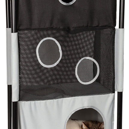 Pet Life ® 'Kitty-Square' Collapsible Travel Interactive Kitty Cat Tree Maze House Lounger Tunnel Lounge