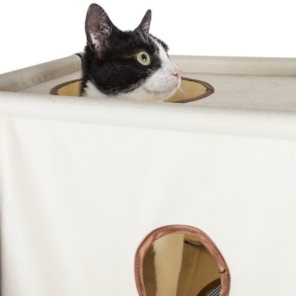 Pet Life ® 'Kitty-Square' Collapsible Travel Interactive Kitty Cat Tree Maze House Lounger Tunnel Lounge