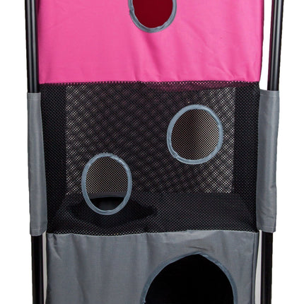 Pet Life ® 'Kitty-Square' Collapsible Travel Interactive Kitty Cat Tree Maze House Lounger Tunnel Lounge