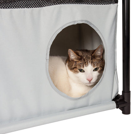 Pet Life ® 'Kitty-Square' Collapsible Travel Interactive Kitty Cat Tree Maze House Lounger Tunnel Lounge