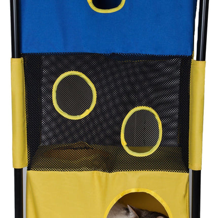 Pet Life ® 'Kitty-Square' Collapsible Travel Interactive Kitty Cat Tree Maze House Lounger Tunnel Lounge