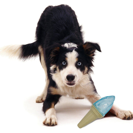 Pet Life ® 'Lick & Gnaw' Ice Cream Cone Freezable and Chewable Tossing Waterproof Floating Pet Dog Toy w/ Insertable Treat pocket