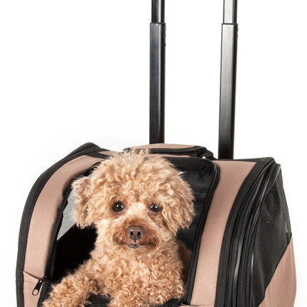 Pet Life ® 'Pawdon Me '  Wheeled Airline Approved Travel Collapsible Pet Dog Carrier
