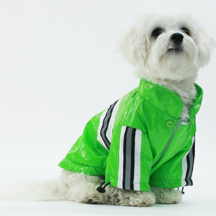 Pet Life ® 'Reflecta-Glow' Reflective Waterproof Adjustable Dog Raincoat Jacket w/ Removable Hood