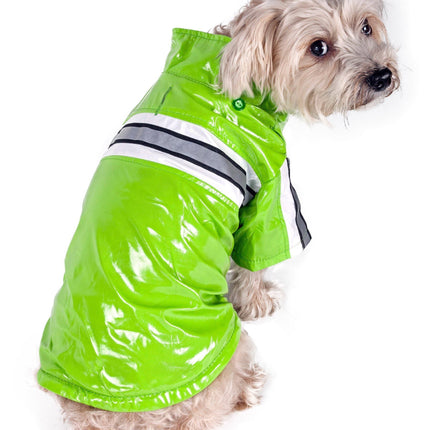 Pet Life ® 'Reflecta-Glow' Reflective Waterproof Adjustable Dog Raincoat Jacket w/ Removable Hood