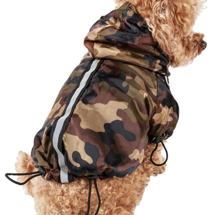 Pet Life ® 'Reflecta-Sport' Multi-Adjustable Reflective Weather-Proof Dog Raincoat w/ Removable Hood