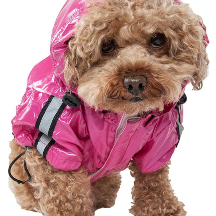 Pet Life ® 'Reflecta-Sport' Multi-Adjustable Reflective Weather-Proof Dog Raincoat w/ Removable Hood