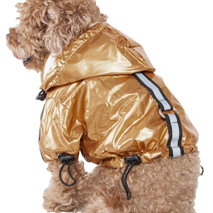 Pet Life ® 'Reflecta-Sport' Multi-Adjustable Reflective Weather-Proof Dog Raincoat w/ Removable Hood